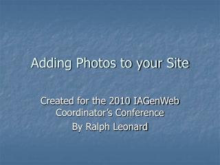 Adding Photos to your Site