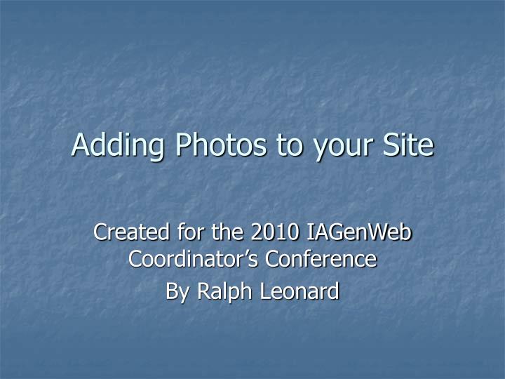 adding photos to your site