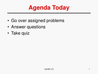 Agenda Today