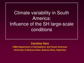 Climate variability in South America: Influence of the SH large-scale conditions