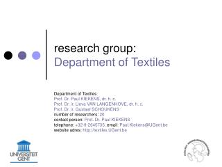 research group: Department of Textiles