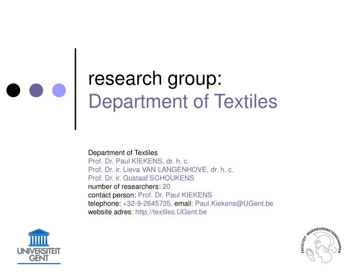research group department of textiles