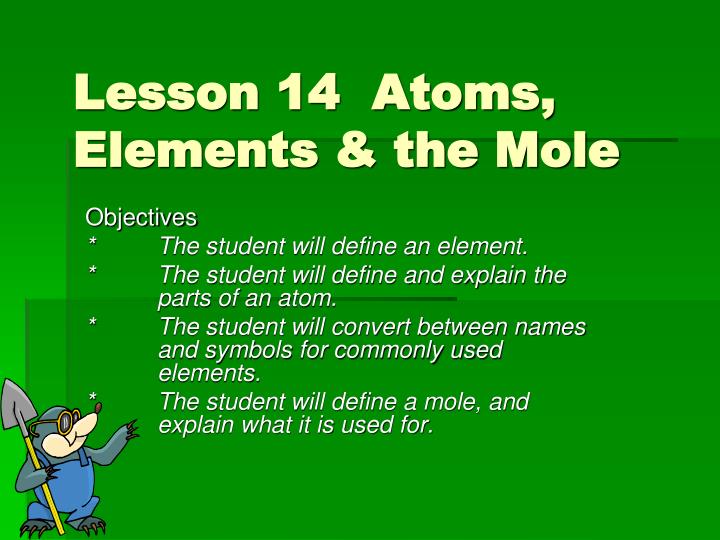 lesson 14 atoms elements the mole