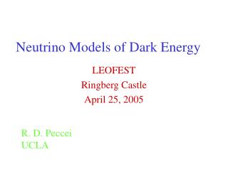 Neutrino Models of Dark Energy