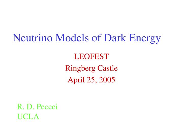 neutrino models of dark energy