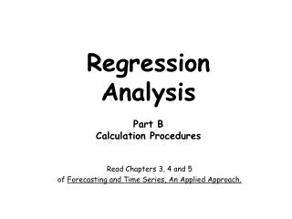 Regression Analysis Part B Calculation Procedures