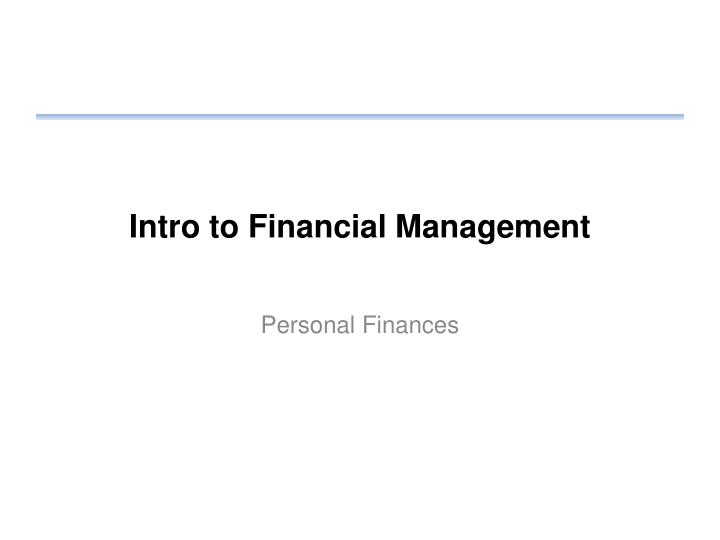 intro to financial management