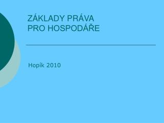 z klady pr va pro hospod e