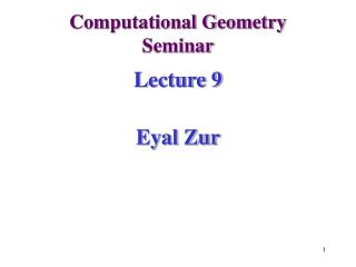 Computational Geometry Seminar