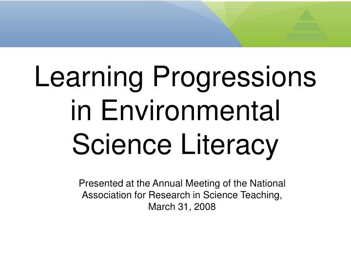 learning progressions in environmental science literacy