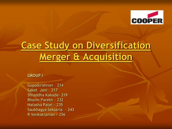 case study on diversification merger acquisition