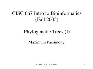 CISC 667 Intro to Bioinformatics (Fall 2005) Phylogenetic Trees (I)