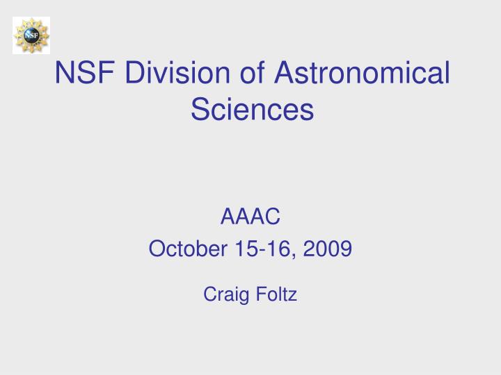 nsf division of astronomical sciences