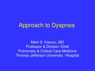 Approach to Dyspnea