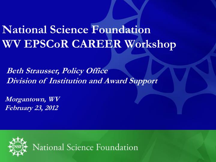 national science foundation wv epscor career workshop