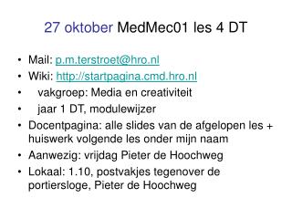 27 oktober medmec01 les 4 dt