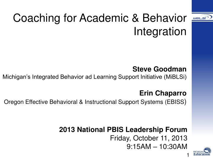 coaching for academic behavior integration