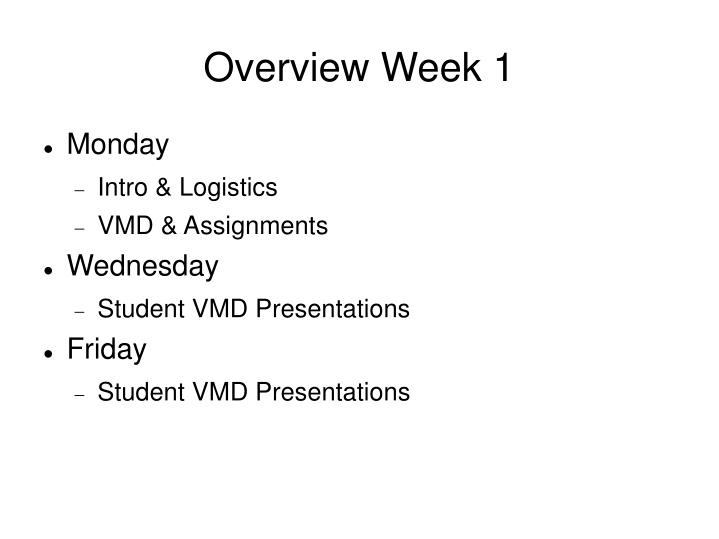 overview week 1