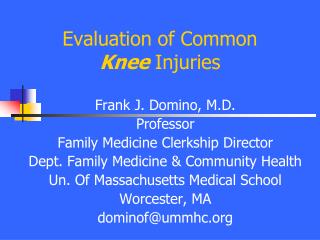 Evaluation of Common Knee Injuries