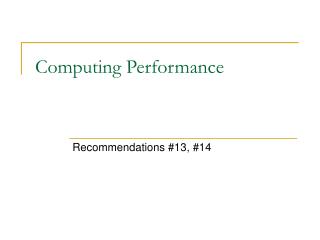 Computing Performance