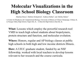 Molecular Visualizations in the High School Biology Classroom