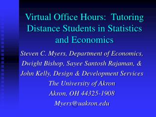 Virtual Office Hours: Tutoring Distance Students in Statistics and Economics
