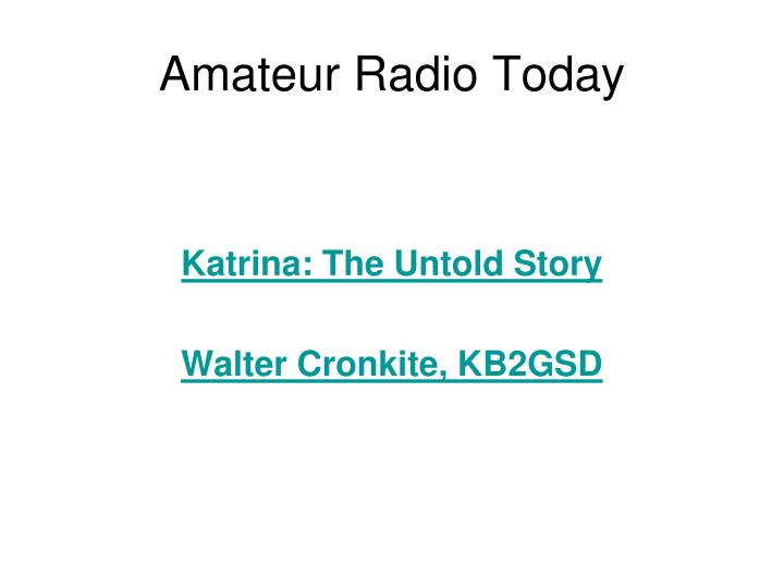 amateur radio today