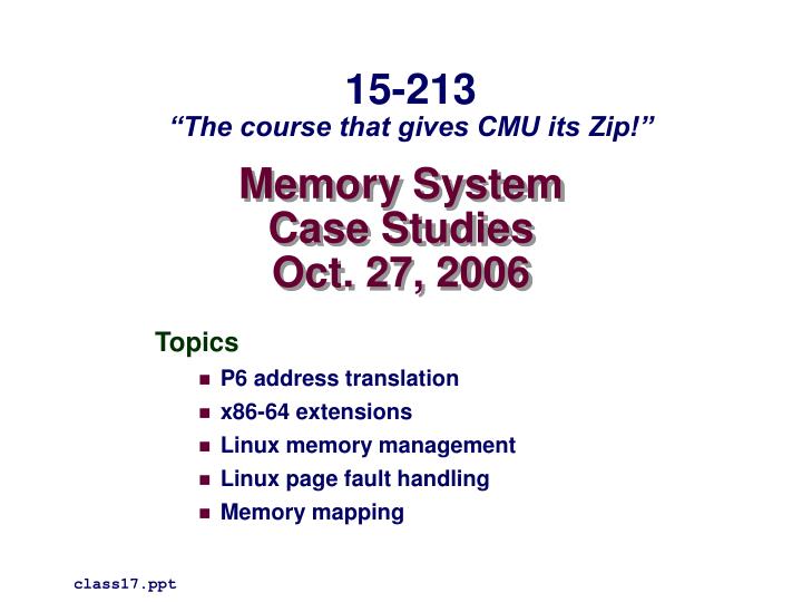 memory system case studies oct 27 2006