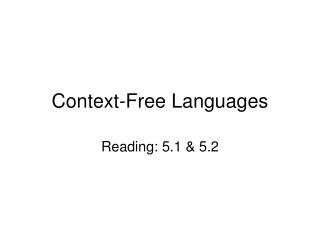 Context-Free Languages