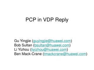 PCP in VDP Reply