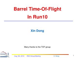 Barrel Time-Of-Flight In Run10