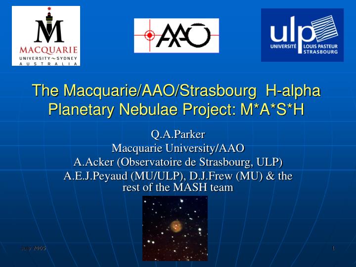 the macquarie aao strasbourg h alpha planetary nebulae project m a s h