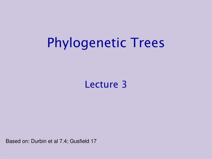 phylogenetic trees lecture 3