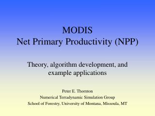 MODIS Net Primary Productivity (NPP)