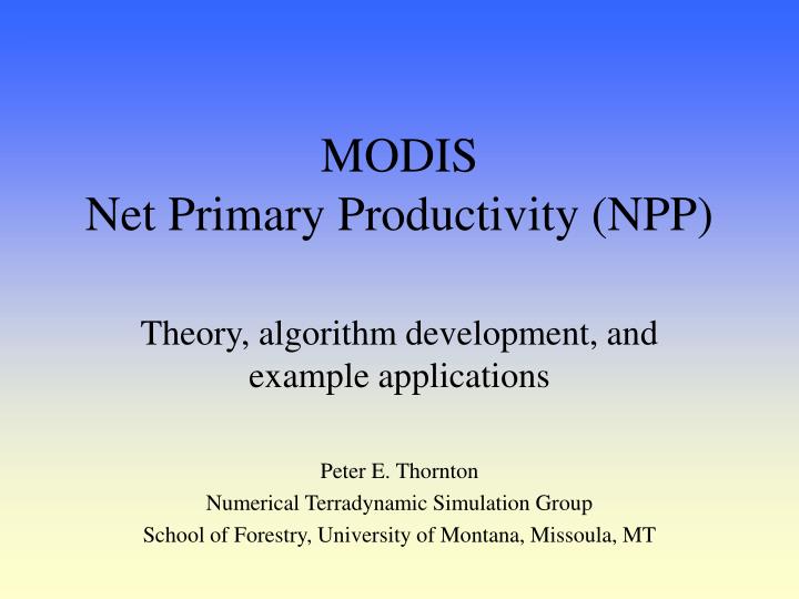 modis net primary productivity npp