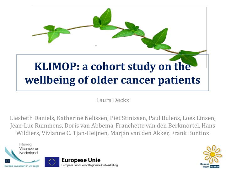 klimop a cohort study on the wellbeing of older cancer patients