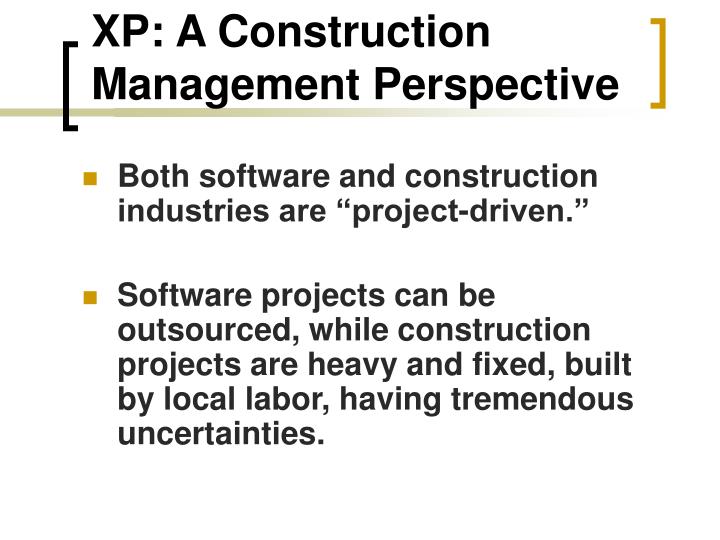 xp a construction management perspective