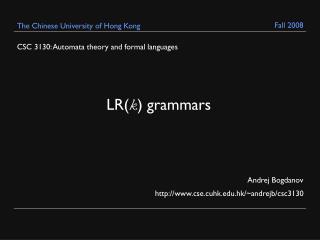 CSC 3130: Automata theory and formal languages