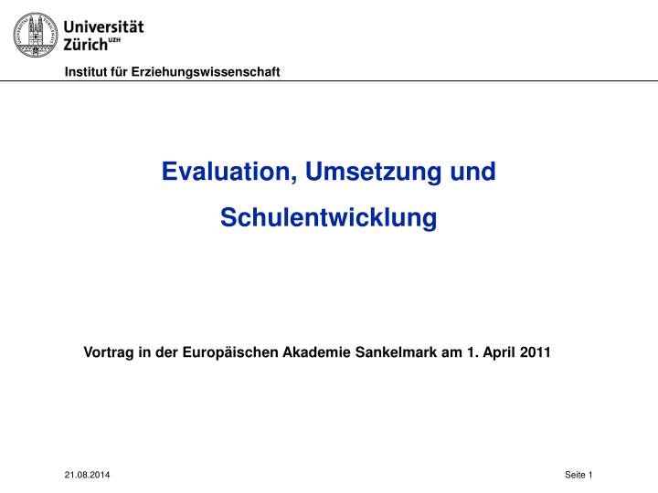 evaluation umsetzung und schulentwicklung