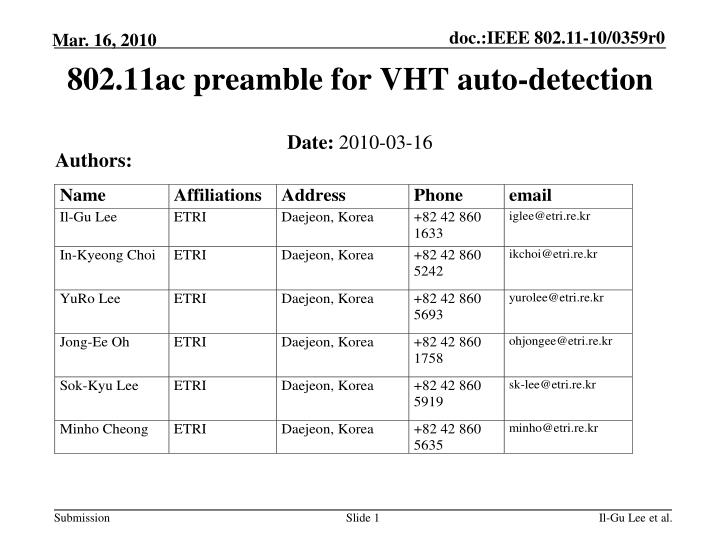 802 11ac preamble for vht auto detection