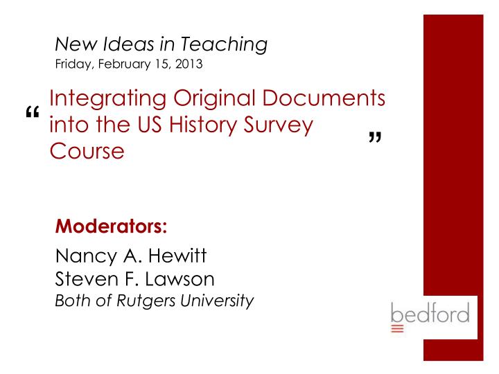 integrating original documents into the us history survey course