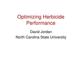 Optimizing Herbicide Performance