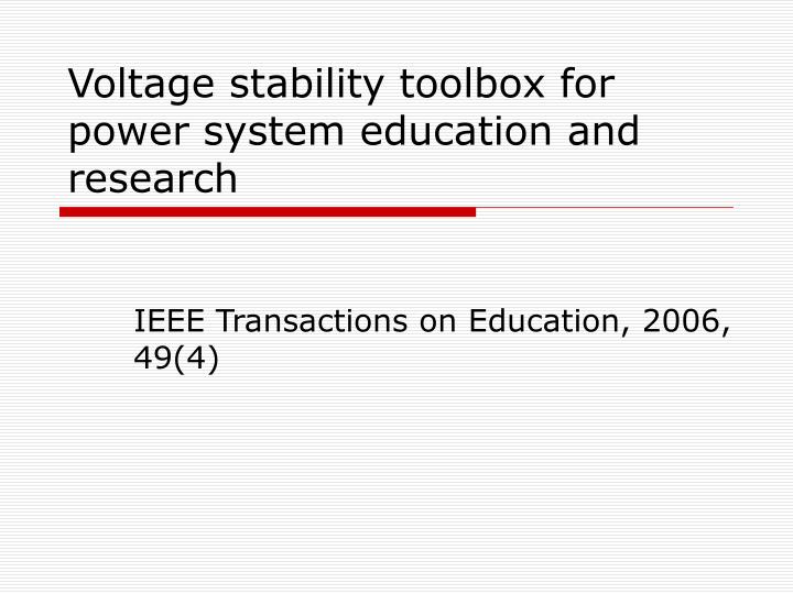 voltage stability toolbox for power system education and research