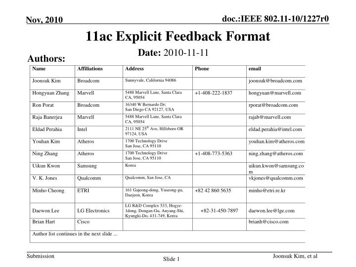 11ac explicit feedback format