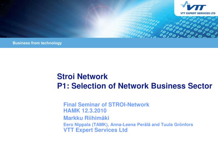 stroi network p1 selection of network business sector