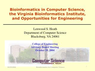 Lenwood S. Heath Department of Computer Science Blacksburg, VA 24061