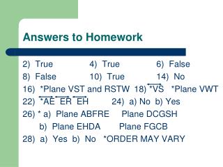 Answers to Homework