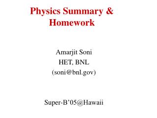 Physics Summary &amp; Homework