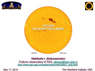 Habibullo I. Abdussamatov Pulkovo observatory of RAS , abduss@gao.spb.ru