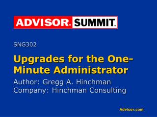 Upgrades for the One-Minute Administrator